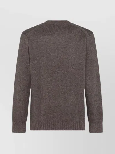 Nn07 Soft Textured Crewneck Sweater With Ribbed Cuffs In Brown