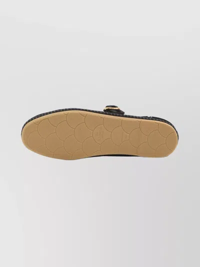 Valentino Signature Vlogo Ballerina Shoes In Velvet In Black