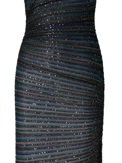 Missoni Strapless Maxi Sequin Dress Striped In Black