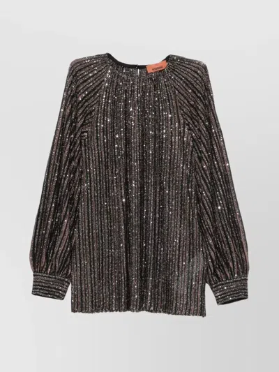 Missoni Ausgestellter Rundhalspullover Mit Lamé-streifen In Brown