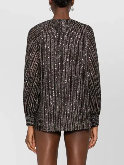 Missoni Ausgestellter Rundhalspullover Mit Lamé-streifen In Brown