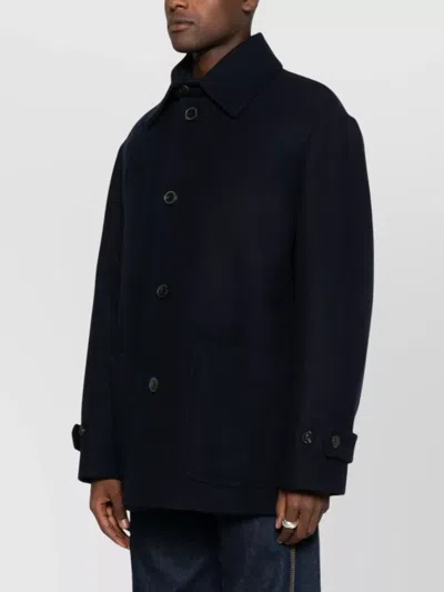 Dries Van Noten Button-down Minimalistic Coat With Patch Pockets In Black