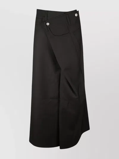 Junya Watanabe Wrap Front Skirt In Wool In Black
