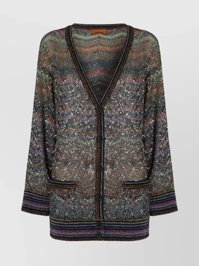 Missoni Oversized V-neck Cardigan With Zigzag Pattern In Multi