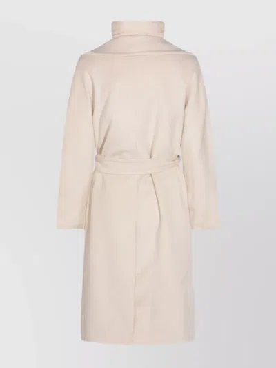 Moorer Long Quilted Jacket Belted Waist In Neutral
