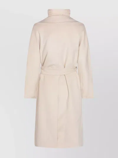 Moorer Long Quilted Jacket Belted Waist In Neutral