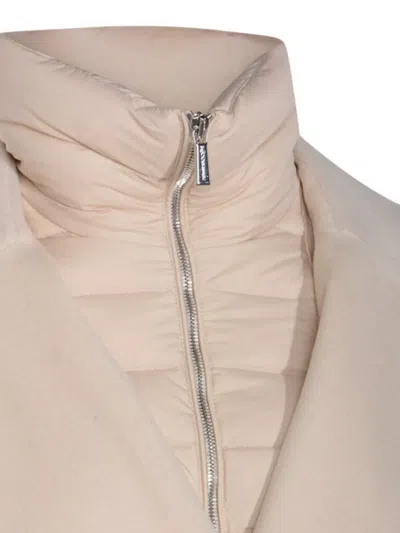Moorer Long Quilted Jacket Belted Waist In Neutral