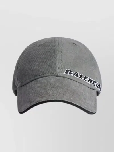 Balenciaga Tilted Typo Distressed Cotton Twill Baseball Cap