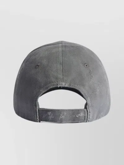 Balenciaga Tilted Typo Distressed Cotton Twill Baseball Cap