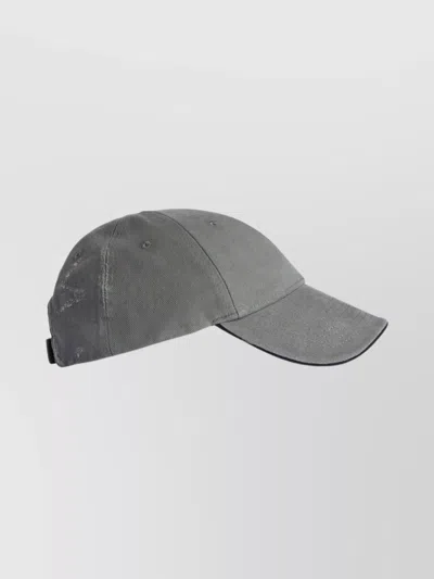 Balenciaga Tilted Typo Distressed Cotton Twill Baseball Cap