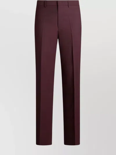 Etro Tailored Wool Trousers With Pleats And Pockets In Red