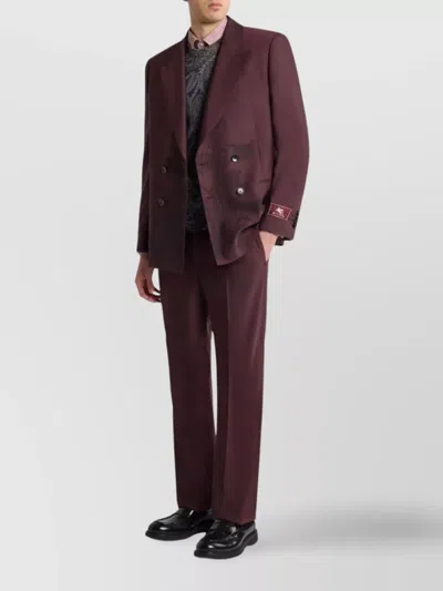 Etro Tailored Wool Trousers With Pleats And Pockets In Red