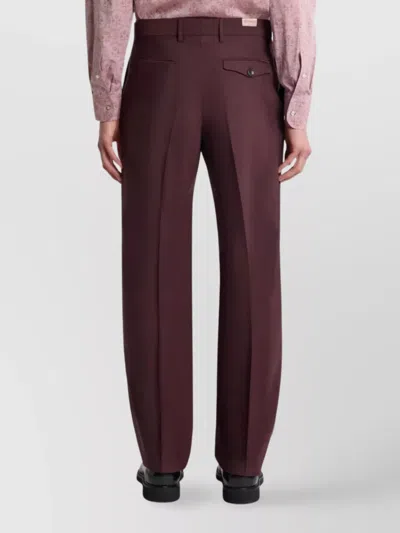 Etro Tailored Wool Trousers With Pleats And Pockets In Red