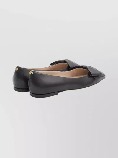 Valentino Women Black Leather Ballet Flats, 7.5 Luxury Ballet Flats For Women Darveys In Black