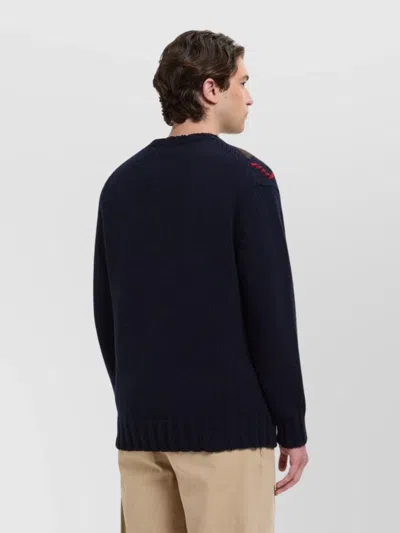 Baracuta Crewneck Argyle Lambswool Blend Clothing In Blue