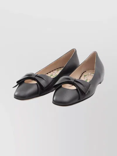 Valentino Women Black Leather Ballet Flats, 7.5 Luxury Ballet Flats For Women Darveys In Black