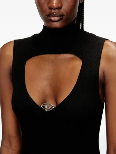 Diesel Mini Wool Dress With Inlay In Black