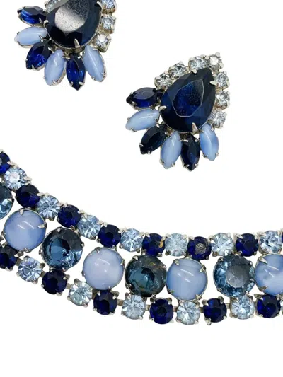 Pre-owned Jennifer Gibson Jewellery 1950s Crystal Bracelet And Earrings Set In Silver