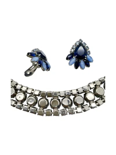 Pre-owned Jennifer Gibson Jewellery 1950s Crystal Bracelet And Earrings Set In Silver