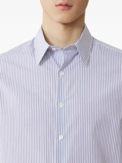 Lanvin Striped Buttoned Shirt In Blue