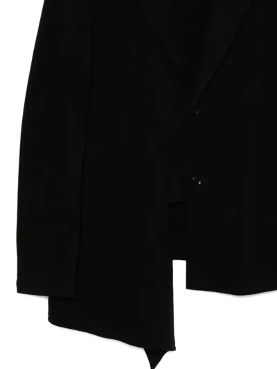 Y's Asymmetric-combed Blazer In Black
