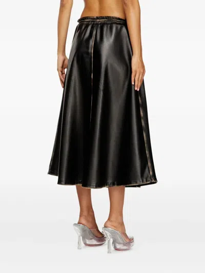 Diesel O-blivion Midi Skirt With Elastic Waist In Black