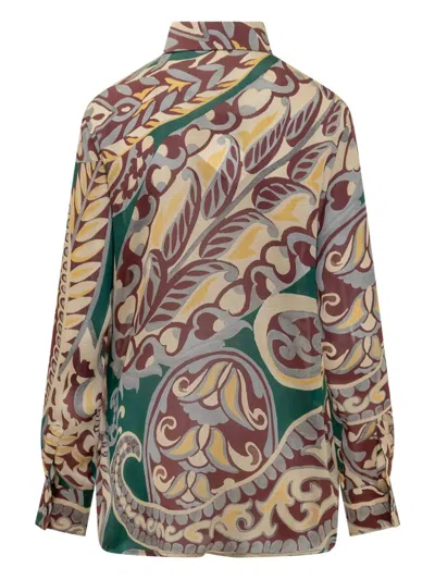 Etro Paisley-print Silk Shirt In Brown