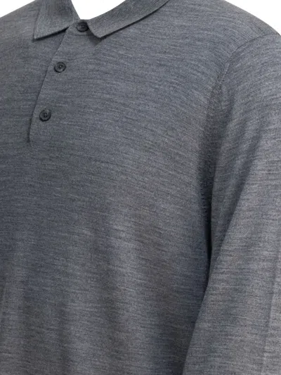 Vince Merino Wool Polo Shirt Polo Shirts Grey In Green