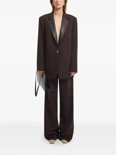 皮质边饰西装夹克