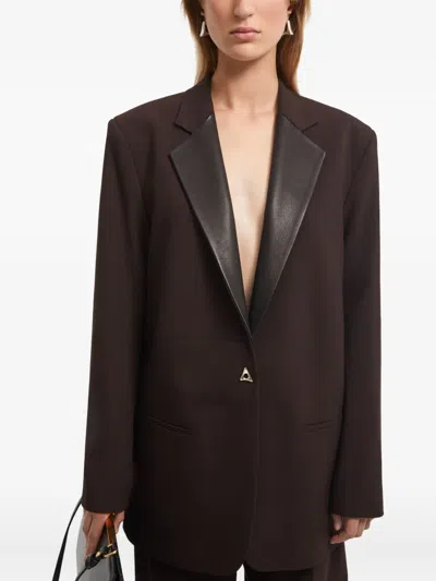 皮质边饰西装夹克