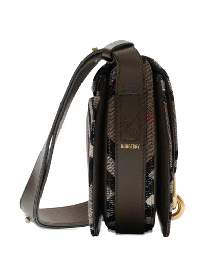 Burberry Bridle Canvas And Leather Check Shoulder Bag In Brown