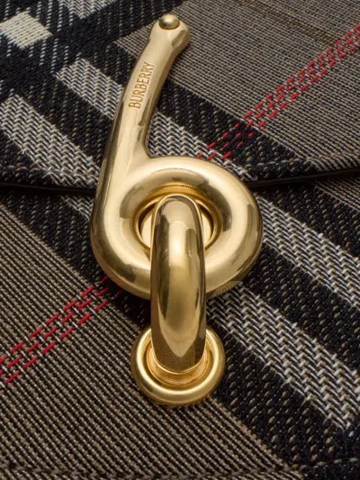 Burberry Bridle Canvas And Leather Check Shoulder Bag In Brown