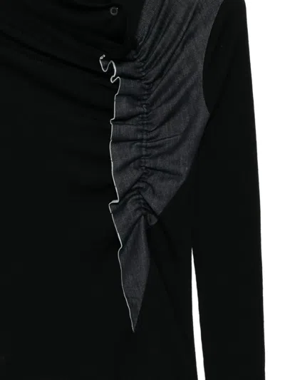 Y's Denim-patch Top In Black