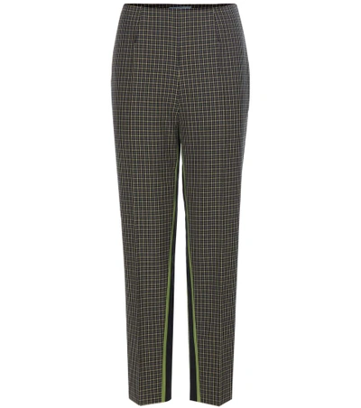 Prada Plaid Wool Trousers In Green