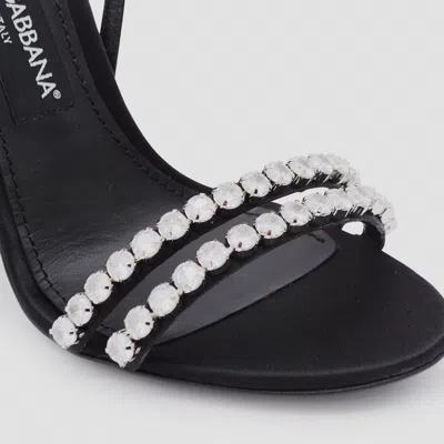 Dolce & Gabbana Sandals With Rhinestone Chain In Black