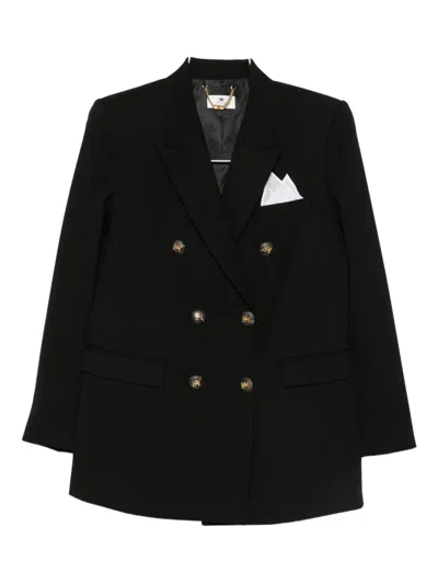 Elisabetta Franchi Cotton Gabardine Blazer With Breast Pocket In Black