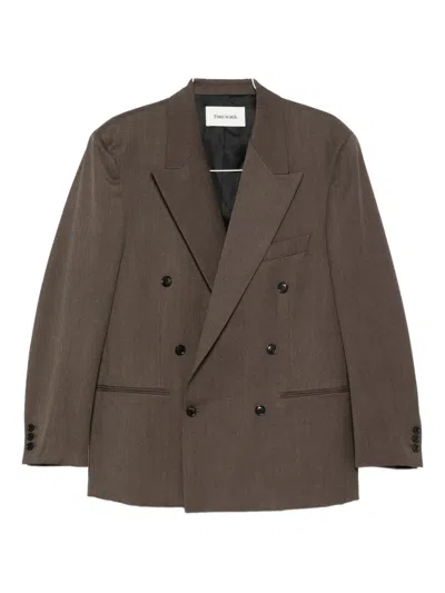 Tonywack Taupe Melange Wool Double-breasted Tailored Blazer In Brown