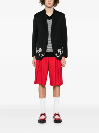 Comme Des Garçons Wool Shorts In Red