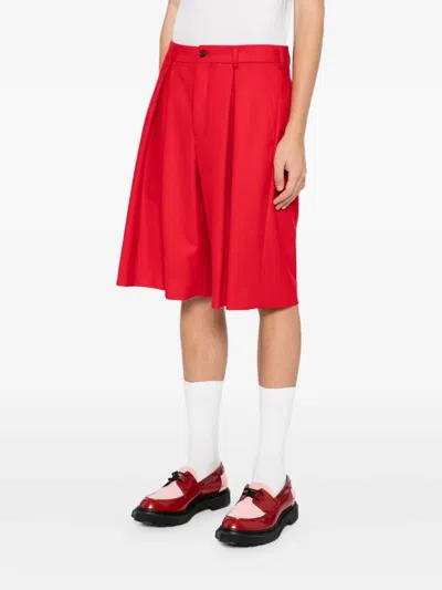 Comme Des Garçons Wool Shorts In Red