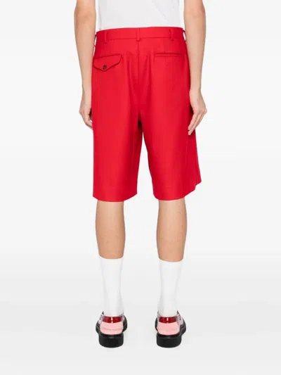 Comme Des Garçons Wool Shorts In Red