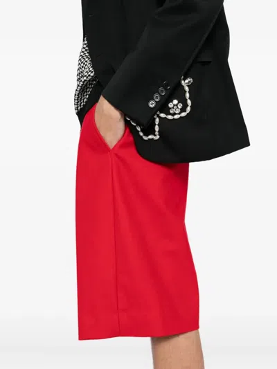 Comme Des Garçons Wool Shorts In Red