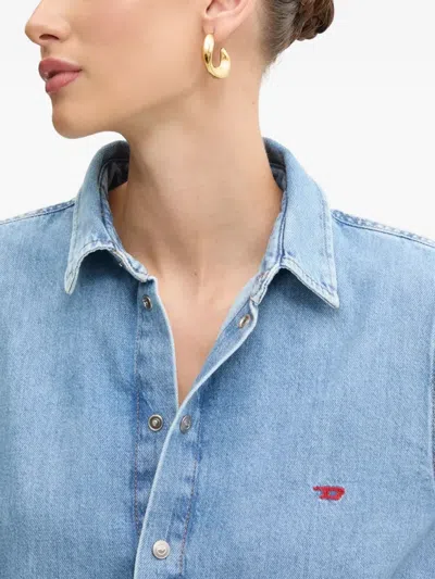 Diesel Buttoned Long-sleeve Mini Dress In Blue