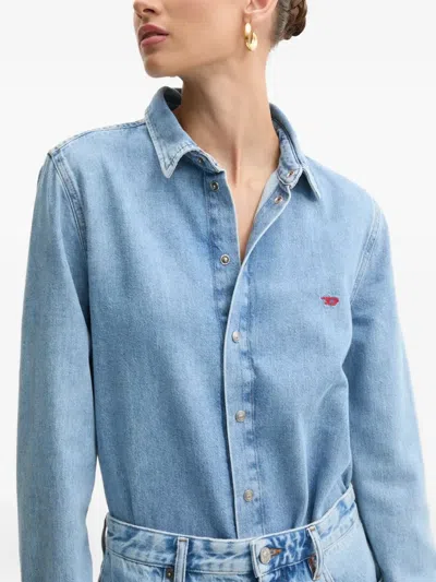 Diesel Buttoned Long-sleeve Mini Dress In Blue