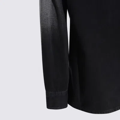 Mm6 Maison Margiela Western Style Denim Shirt Pockets In Black