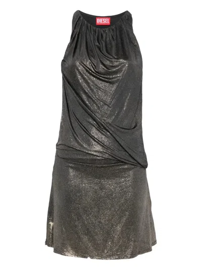 Diesel Short Dress With Metallic Effect In Gray