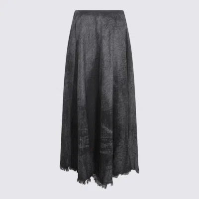 Diesel Full Skirt In Lasered Cotton-hemp Denim In Black