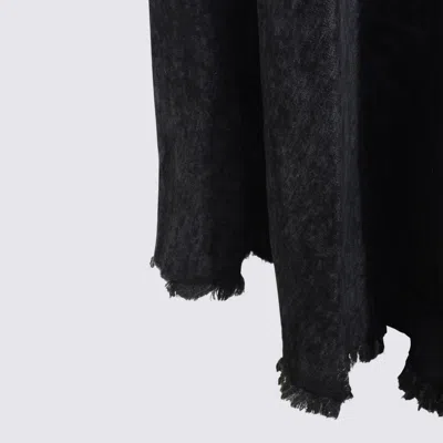 Diesel Full Skirt In Lasered Cotton-hemp Denim In Black