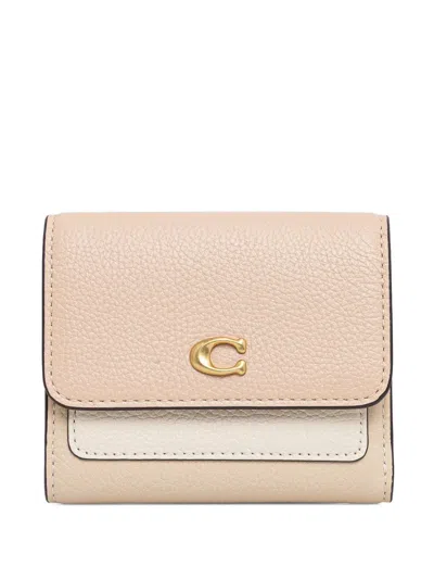 Coach Colour-block Pebbled Leather Wallet In Neutral