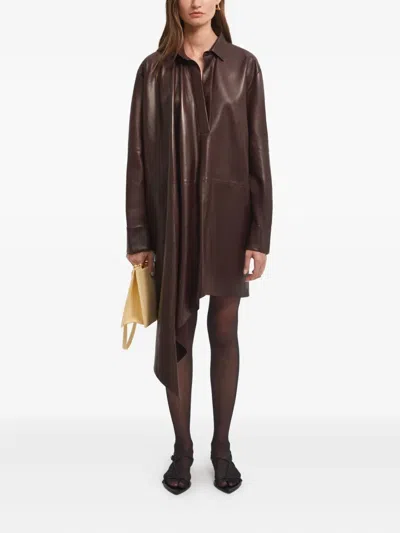 Aeron Leather Mini Dress In Brown