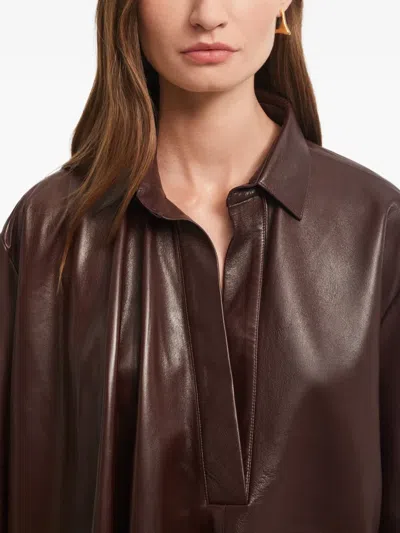 Aeron Leather Mini Dress In Brown